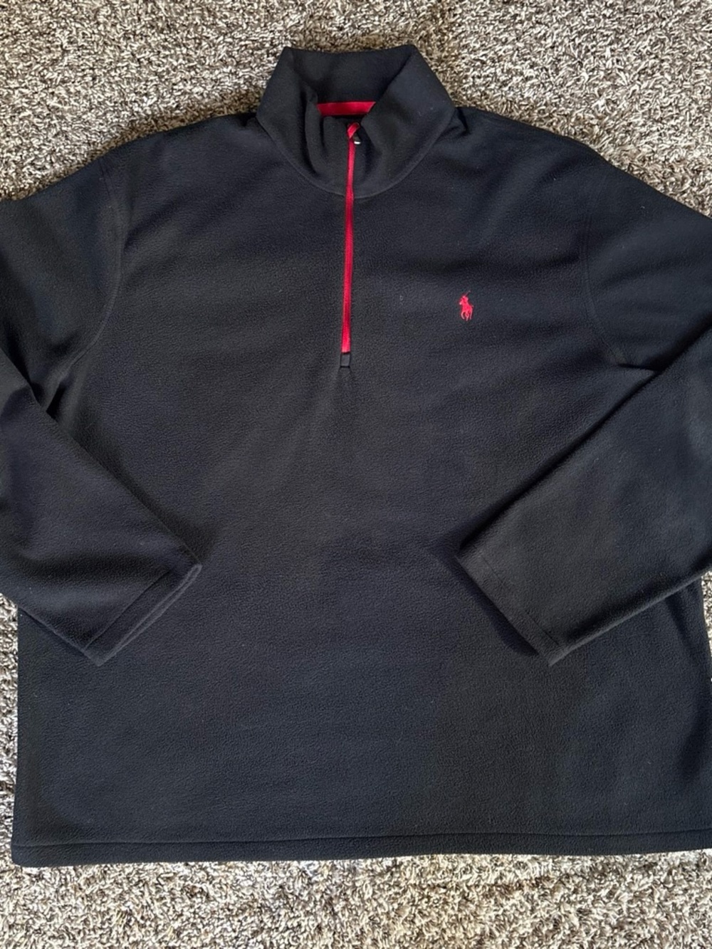 Polo by Ralph Lauren Black Quarter-Zip Sweater with Red Accents